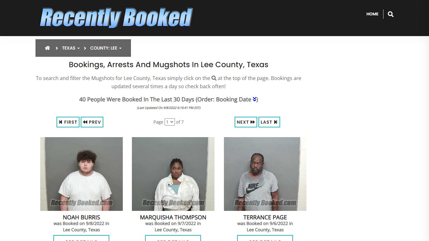 Recent bookings, Arrests, Mugshots in Lee County, Texas - Recently Booked